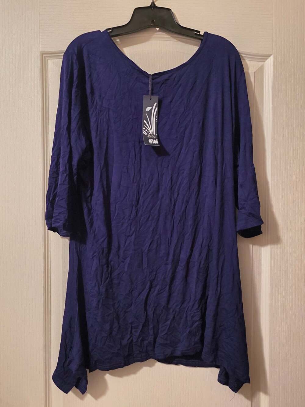NWT Lily Tunic Shirt Top Royal Blue 3/4 Sleeve